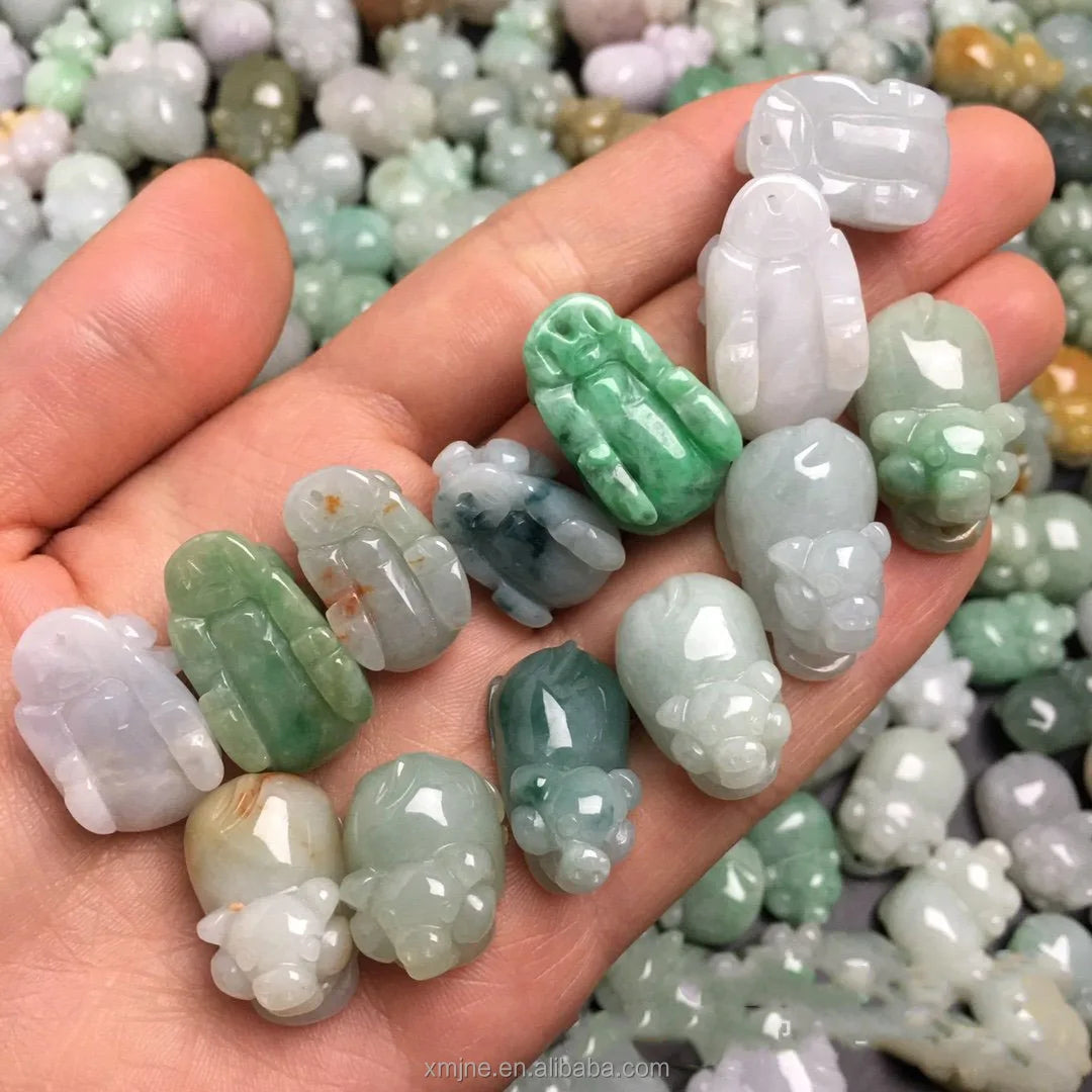 Certified Grade a Burma Jadeite  Three-Color Craft Four-Legged Pig Jade Pendant Pendant Jade Handicraft Factory Wholesale