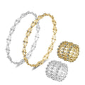Rinntin LMB02 2 En 1 Magic 2-in-1 Folding Retractable Ring Bracelet Zircon Multilayer Twist Rings 925 Silver Jewelry for Women