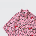 Custom Pieces Holiday Hawaiian Beach Top Casual Loose Men's Cool Fashion Printed Pink Rabbit Shirt