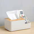Customised Bamboo Wood Lid Tissue Box Cover Eco-Friendly Plastic Modern Design Paper Organiser Restaurants Storage Boxes Bins