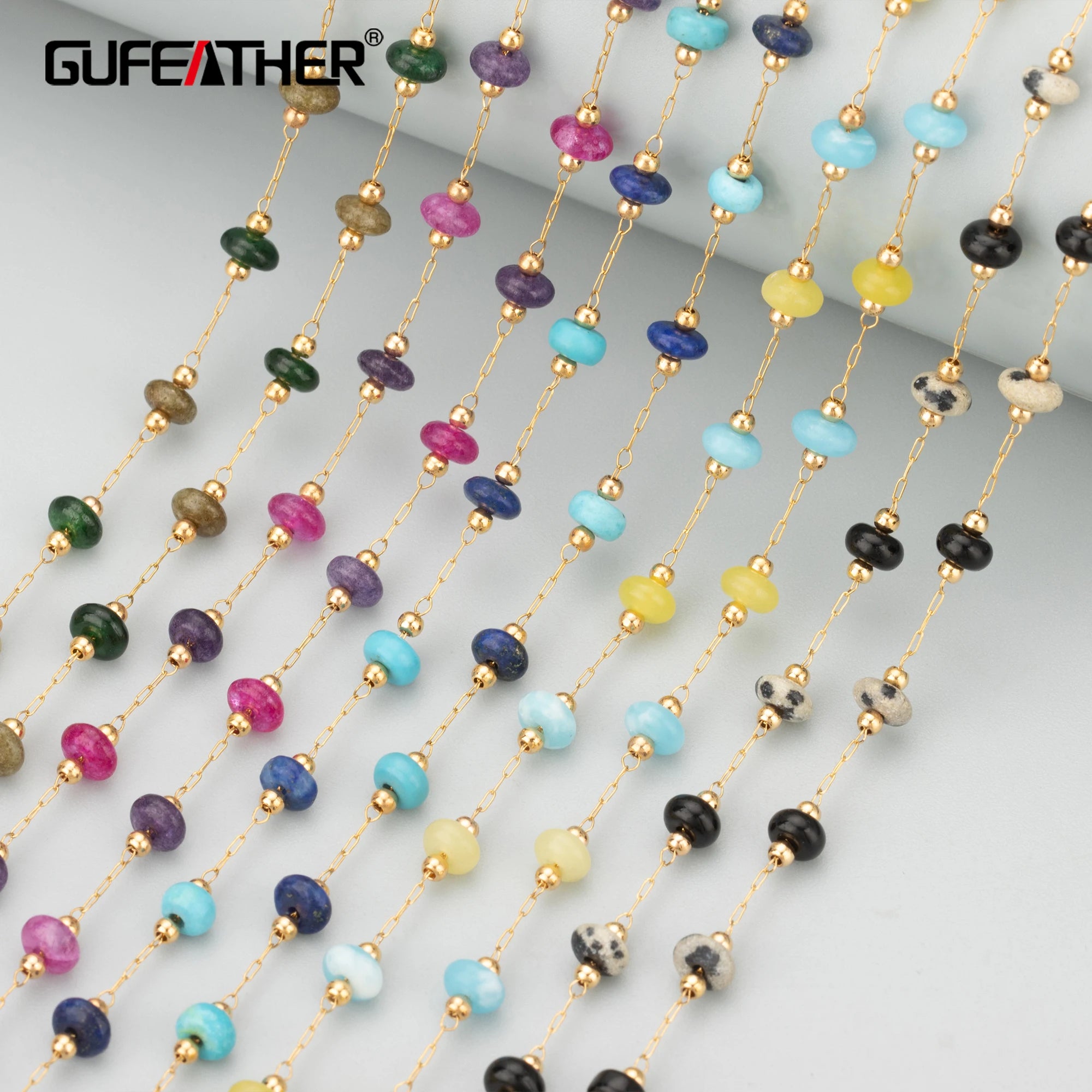 High Quality C348 Chain Natural Stone Nickel-Free Stainless Steel Handmade Jewelry Making Findings DIY Bracelet Necklace 1m/lot