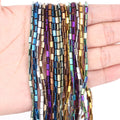 Natural Hematite Stone Beads Colorful Plating 4*5mm Trihedral Column Hematite Loose Spacer Beads for Jewelry Making Diy Bracelet