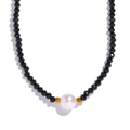 JINYOU 1540 Black Crystal Beads Chain Stainless Steel Natural Pearl Collar Necklace Women Handmade Trade Trendy Simple Jewelry MegaBDM