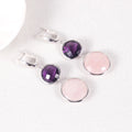 Abiding Jewelry Natural Amethyst Rose Quartz Gemstone English Lock Earring Women S925 Dangling Pendant Earrings Wholesale