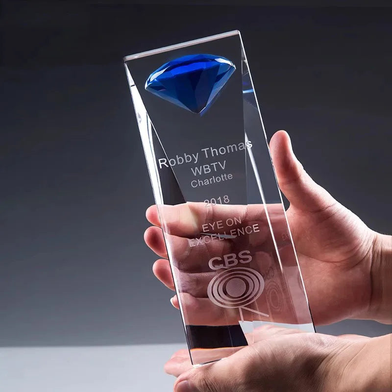 Crystal Craft Custom Crystal Color Glass Trophy Blanks Diamond  Shape Crystal Glass Awards Trophies