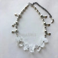 NM45384 Clear Crystal Star Beaded Necklace Silver Plated Moon Choker Witch Wicca Fairy Celestial Adjustable Jewelry