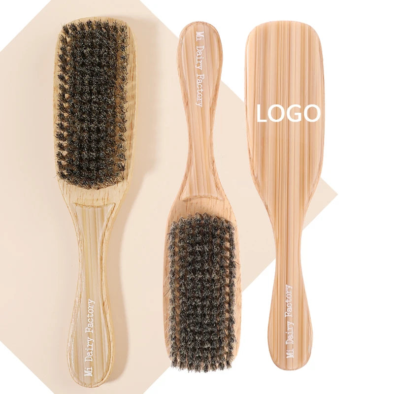 MiDairy Men's Long Handled Solid Wood Cleaning Brush with Bristle and Beard Brush Styling Hair Styling Tool Brush 221527