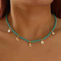Hot Sale Summer Simple Five-pointed Star Moon Necklace Retro Fresh Color Rice Bead Necklace to My Dauther
