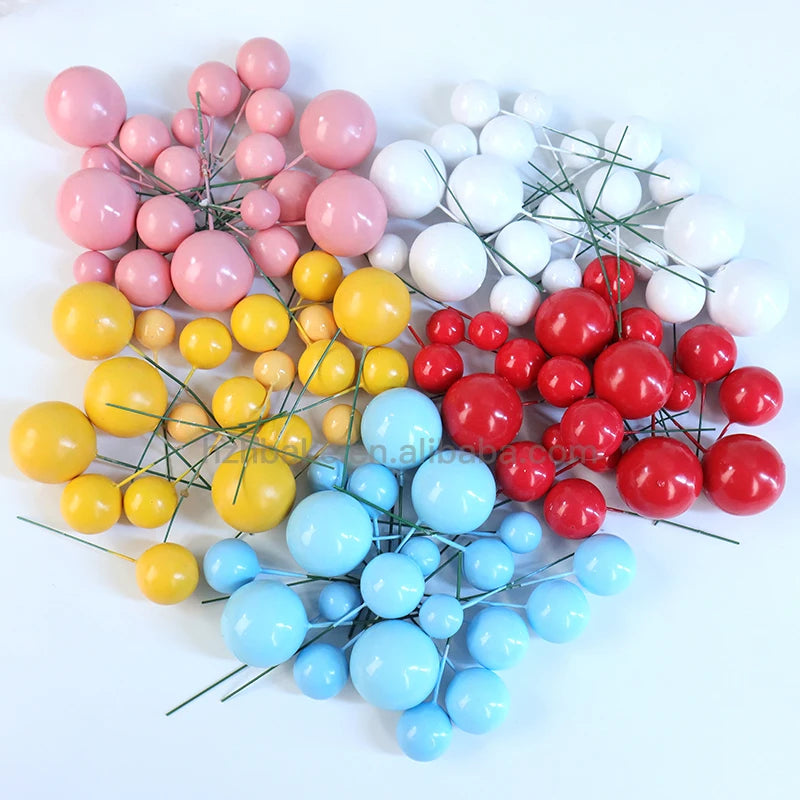 New Glitter Balls Cake Accessories 2cm 3cm 4cm pink Blue Black Gold Silver Glitter Mixed Sizes Faux Balls Cake Decoration