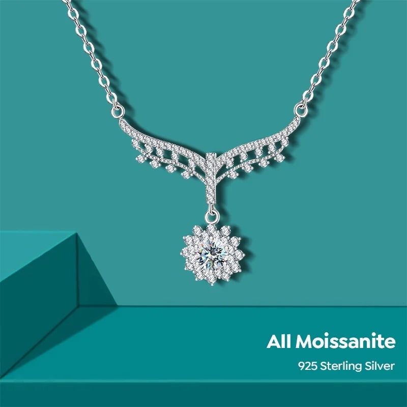 Wholesale 925 Sterling Silver Rhodium Plated GRA Certified D Color 0.5CT Moissanite Diamond Necklace Women Luxury Fine Jewelry