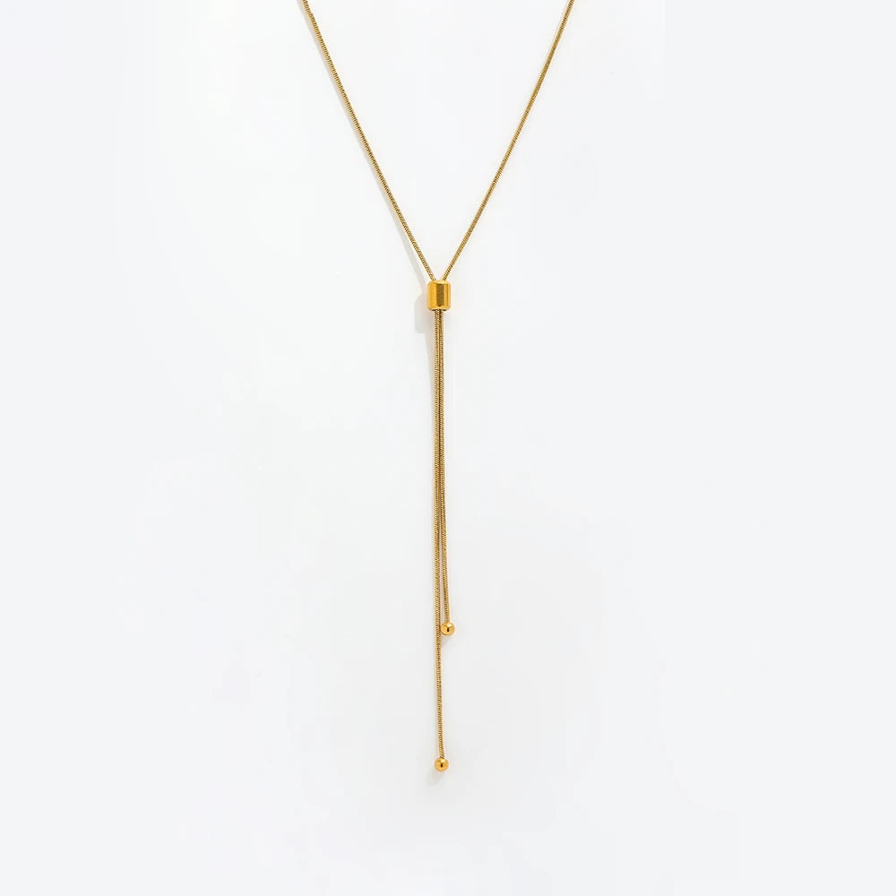 Joolim Snake Chain Adjustable Overlength Necklace Stainless Steel Lariat Chain Necklace Jewelry Wholesale Drop Shipping