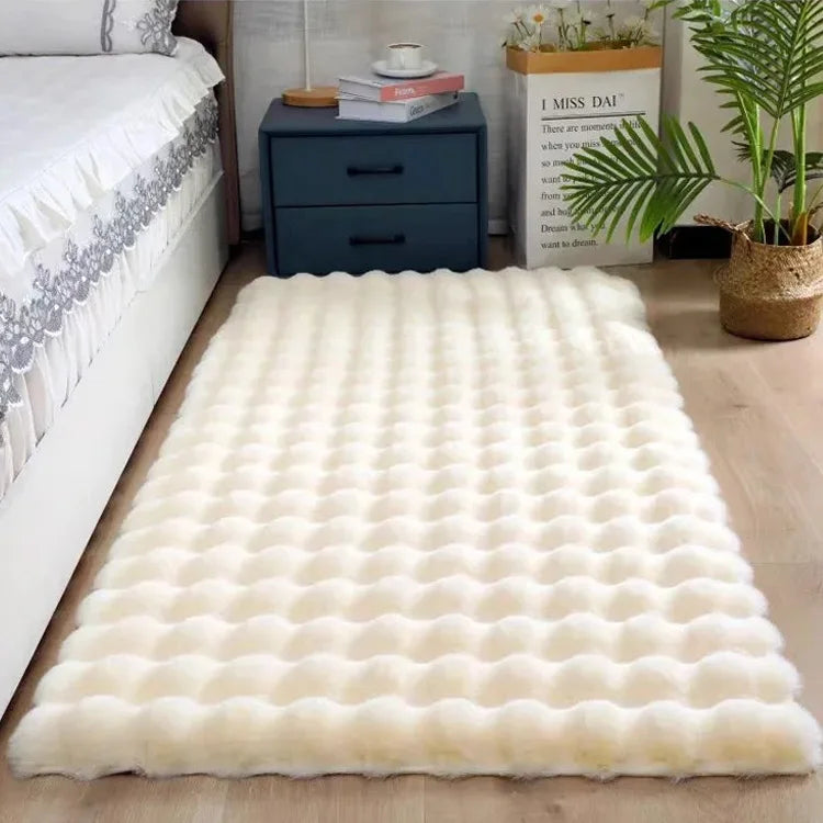 Bubble Faux Rabbit Fur Carpet Camel Colour Living Faux Rabbit Fur Area Carpet