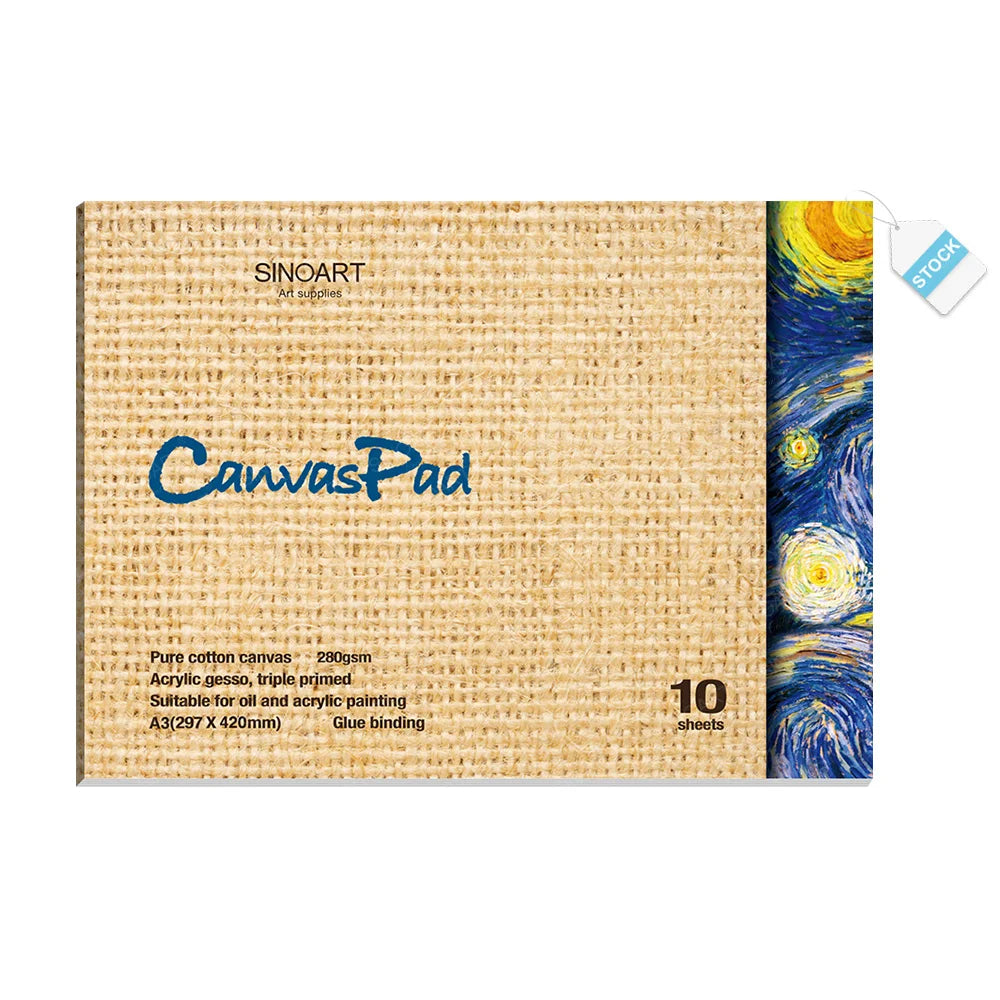 SINOART Canvas Pads A3 30x42cm Canvas Paper10 Sheets100% Cotton Glue-Bound Canvas Paper for Oil Painting Paper