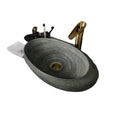 Jingdezhen High Temperature Grey Countertop Ceramic Oval Washbasin Contemporary Design 12L Capacity Water Resistant Bathroom