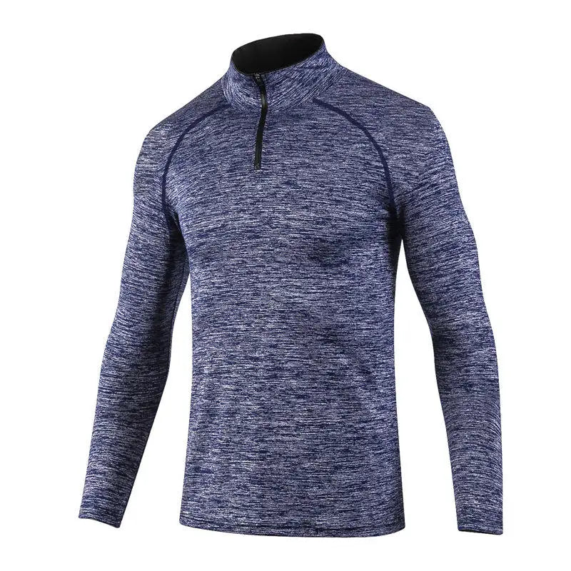 Men's Long Sleeve Top Breathable High Neck Outdoor Running Training Clothes Sports Zipper Tights