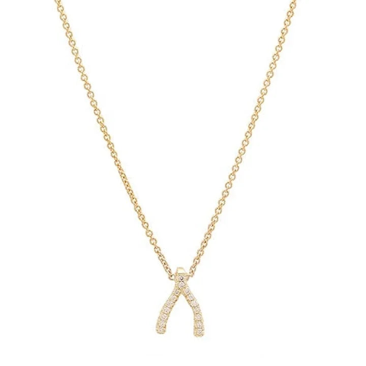 Boho Jewelry 925 Sterling Silver Women's Fine Jewlery Pave Diamond CZ Mini Wishbone Pendant Necklace