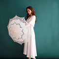 Vintage Lace French Country Design Wedding Parasol 10K Wood Handle Handcrafted Embroidery Bridal Photo Prop Outdoor Use Umbrella