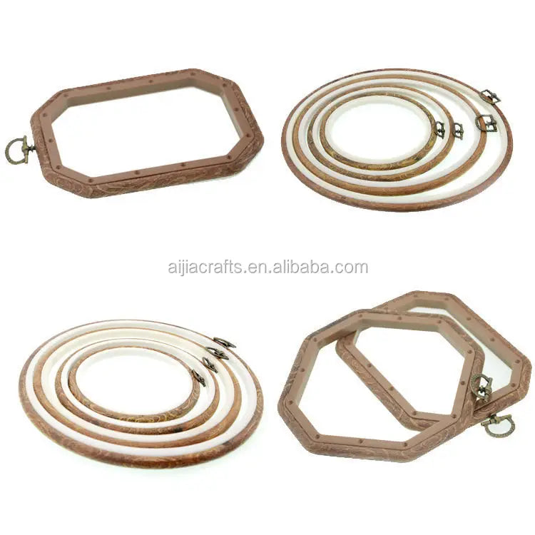 Embroidery Hoop Wood Like Rubber Embroidery Hoops Cross Stitch Ring Imitates Flexible Embroidery Hoops