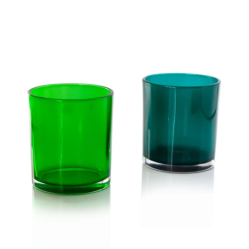 Modern 8 oz Candle Container Logo Printing Lime Green Candle Jar Frosted Green Glass Candles Jars with Lids