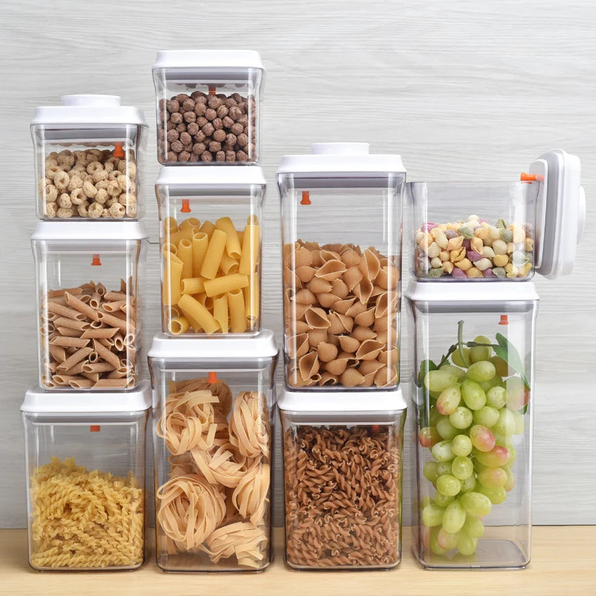 Easy Open Grain Storage Freshness Preservation Plastic Food Container Feature Box and Pop up Design for Lid