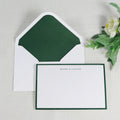 Customized Cotton Paper Green Wedding Thank You Card with Lined Envelope for Guests