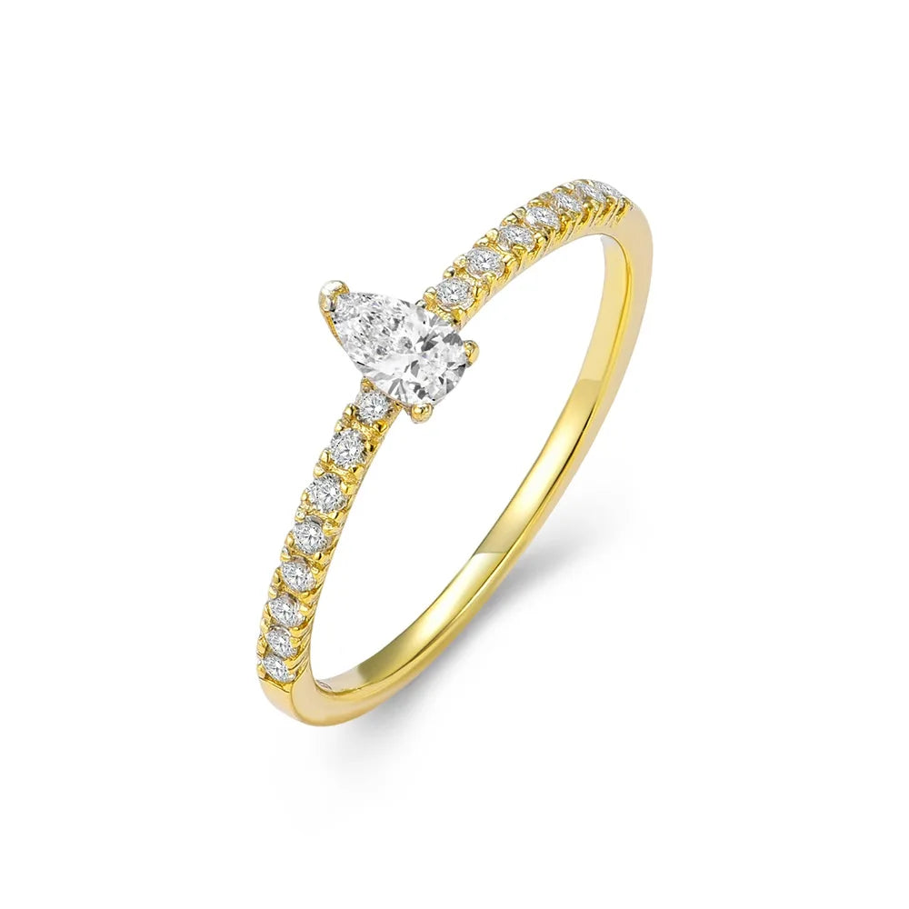 Cubic Zirconia Wedding Jewelry Gold Plated Dainty Engagement Ring 925 Sterling Silver Rings Women