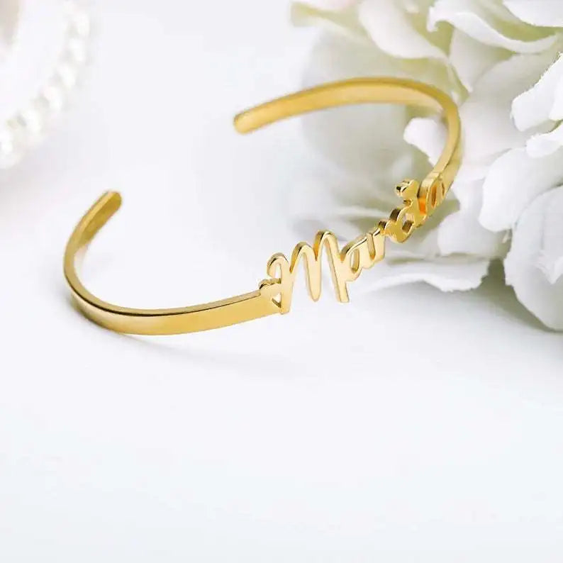 QIUHAN Personalized Design Your Name Bracelets for Child Custom Name Bangles
