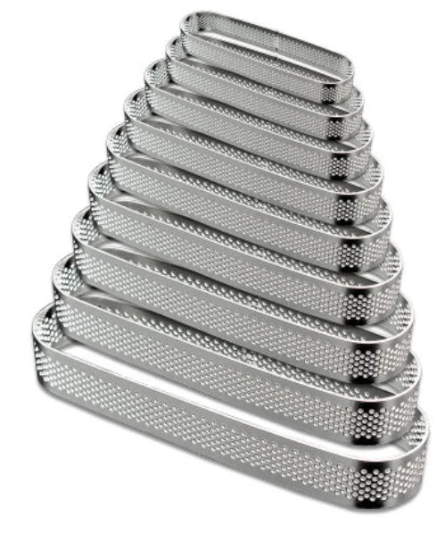 China Manufacturer Wholesale Stainless Steel 120*35*20mm Oval Perforated Tart Ring for Bakery