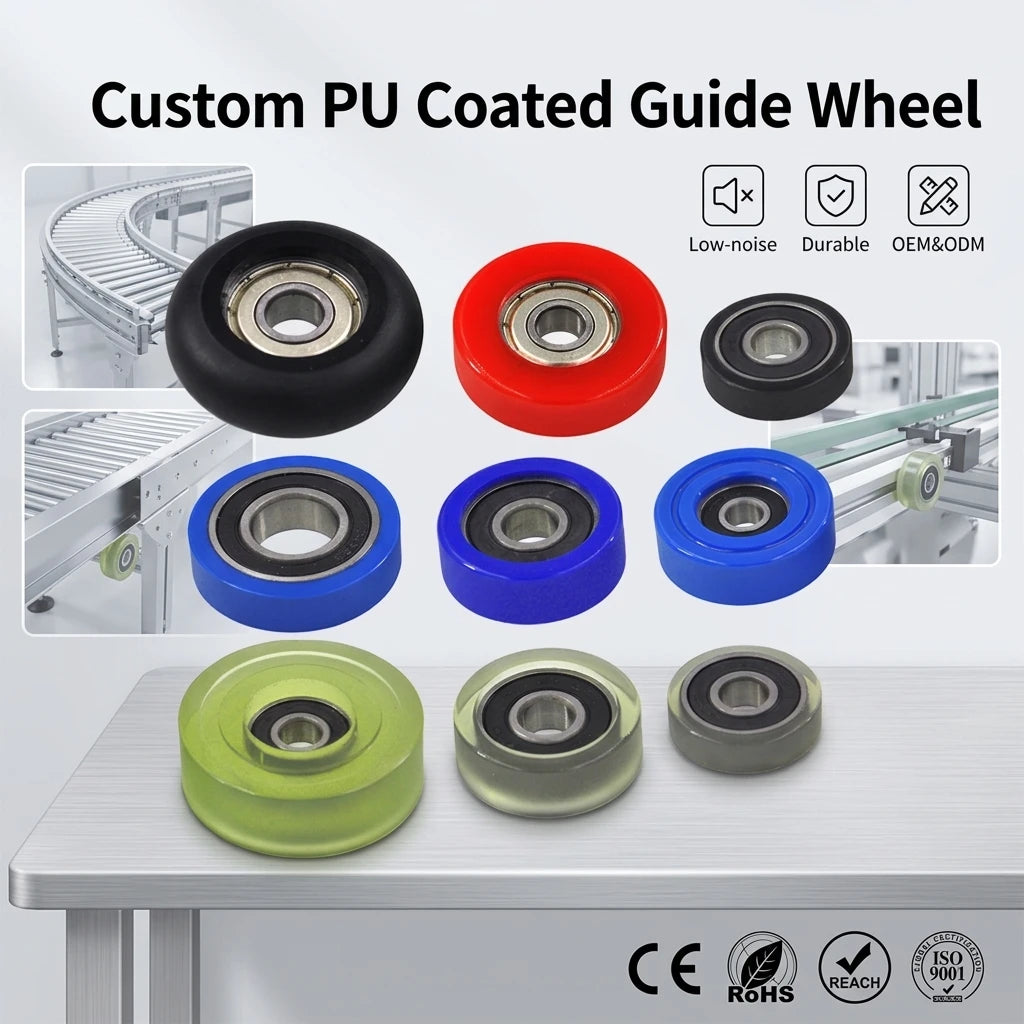 SEMEI Plastic Conveyor Belt Bearing Roller Polyurethane PU60518-6 5x18x6mm Rubber Rollers Pu Pulley Wheel with Bearings