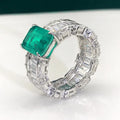 Trendy Style Big Tennis Rings Men and Women Fashion 925 Silver Zirconia Ring Party Gift Inlay Beautiful Gem Couple Rings