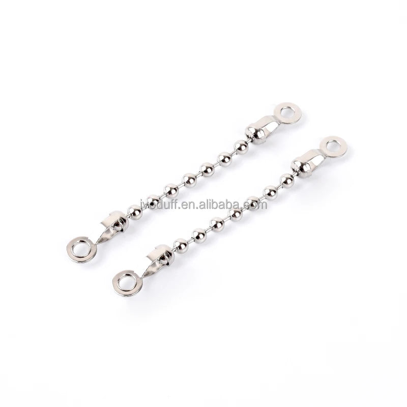 Factory Supply Garment Hardware 4mm Ball Chain with Connector Metal Bead Chain With 76mm Length for Bag Decoration