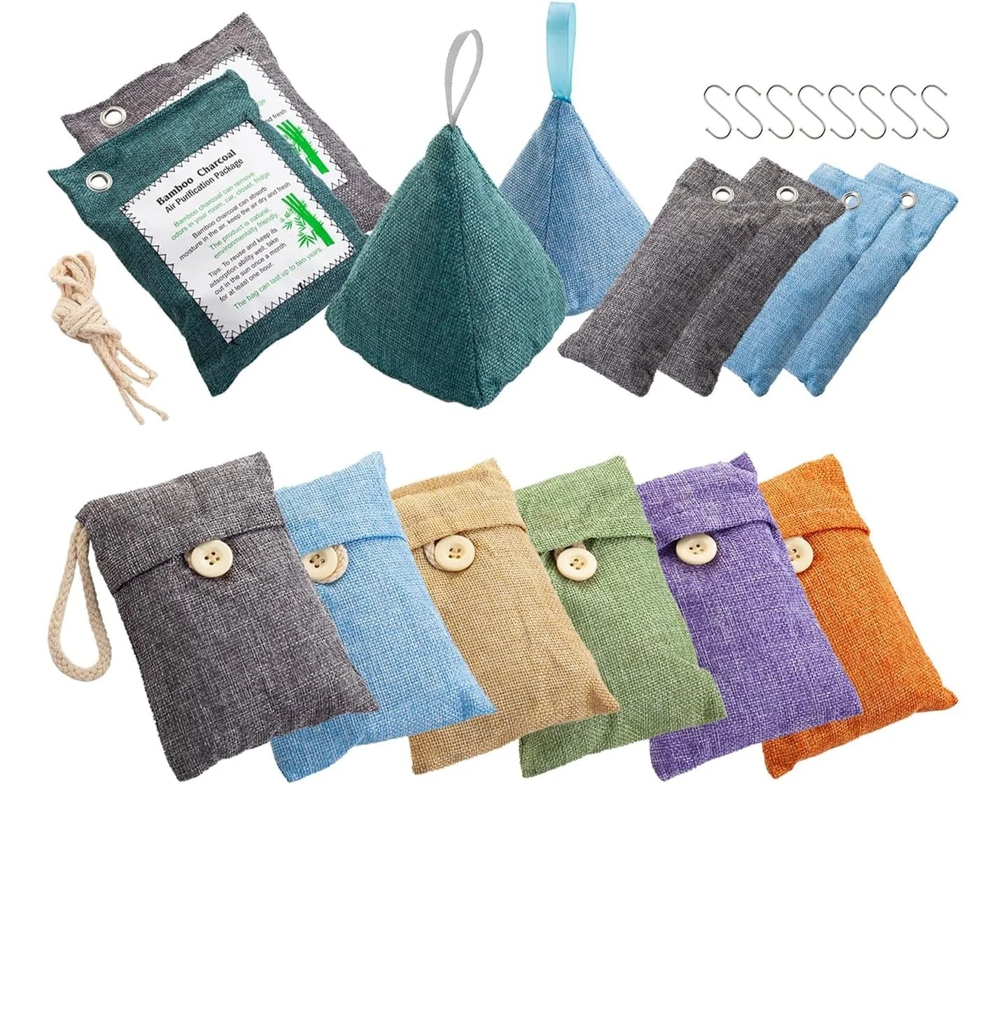 4-Pack Bamboo Charcoal Air Purifying Bags Kid & Pet-Friendly Odor Absorber Freshen Air Naturally-4x200g Home Car & House Edition