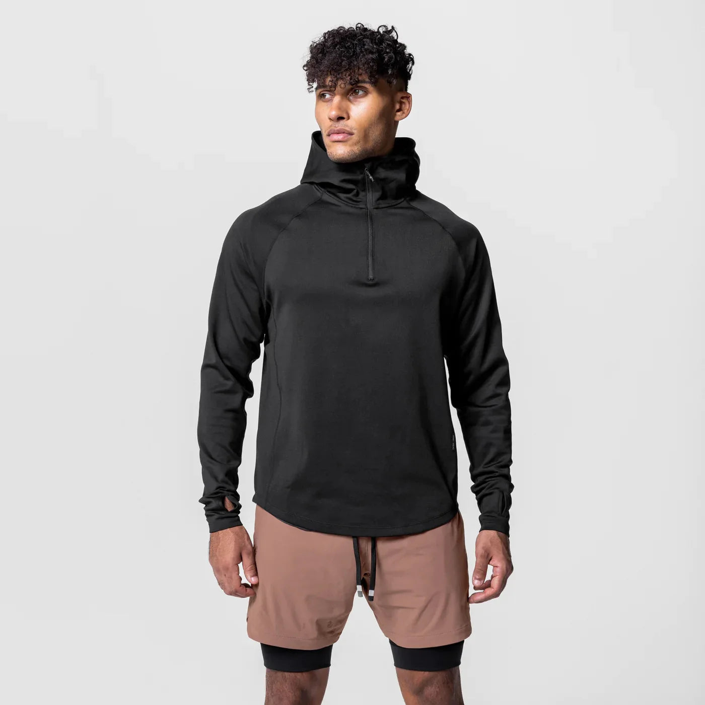 2025 Custom Design Yzy Men's Athletic Workout Fitness Graphic Hoodie Shorts Set High Quality Quarter Zip up Casual Print Pattern
