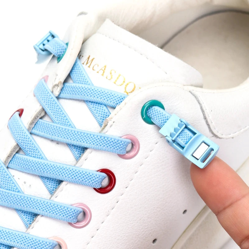FASTLACES Multicolor Elastic Quick Magnetic Buckle Flat Polyester 100cm 0.7cm Width Customizable Shoelaces