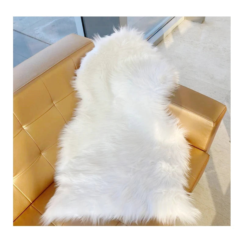Sample Support Home Washable Soft Carpets Rugs Living Room Fake Sheepskin Fur White Color Wool Floor MAT Fur Area Rugs & Sets