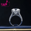 Cadermay Jewelry  Luxury 12CT Big Size Moissanite Diamond S925 Silver Ring 15MM Trendy Engagement Wedding Ring Band Full Setting