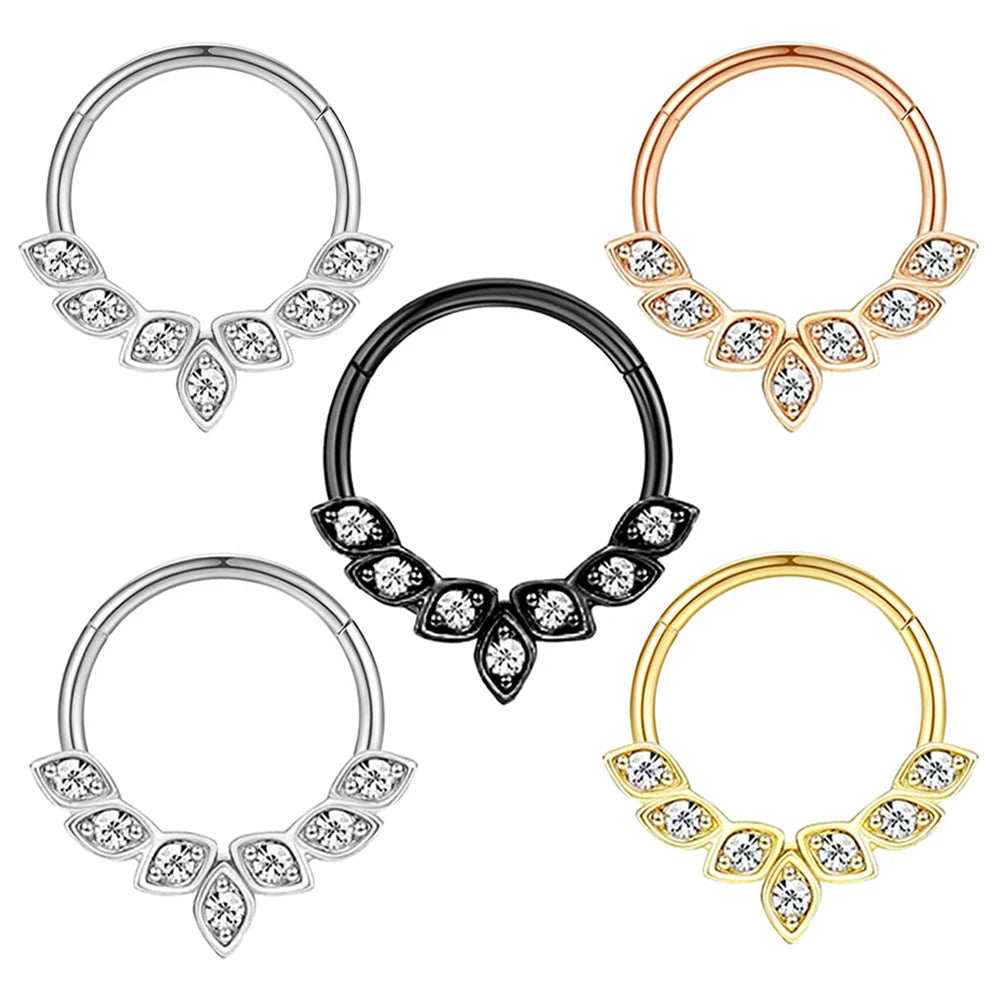 16G Septum Rings Surgical Steel Septum Jewelry Hinged Nose Rings Hoop CZ Horseshoe Cartilage Earrings Hoop Helix Tragus Daith Pi
