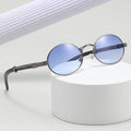 2023 New Arrival Men's Trendy Sunglasses Gold Silver Frame with UV400 Optical Lenses Small Oval Sun Shades Wood Grain Color