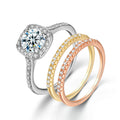 New Popular Women Engagement Ring Zircon Micro Set Gold Plated Ring Hand Ring Set