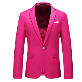 Design Hot Sale Men's V Neck Fashion Solid Color Block blazer Hombre Trend Design Colorful Casual Men's Stage Suits Blazer