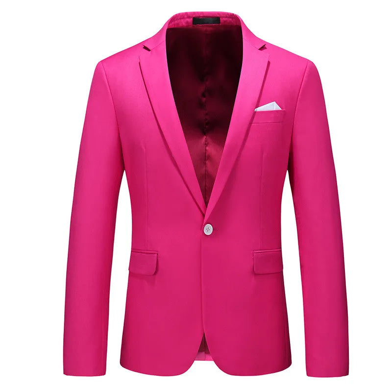 Design Hot Sale Men's V Neck Fashion Solid Color Block blazer Hombre Trend Design Colorful Casual Men's Stage Suits Blazer
