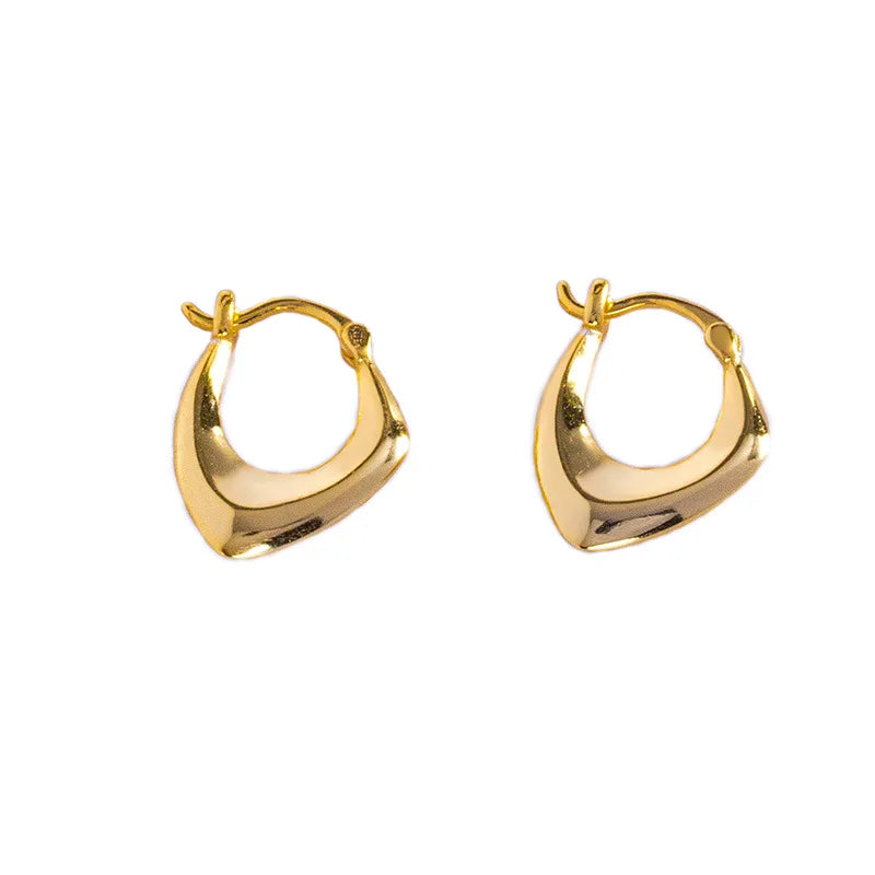 Fashion Minimalist Jewelry 925 Sterling Silver Simple Chunky Earring Geometric Irregular Gold Plated Hoop Earrings for Women