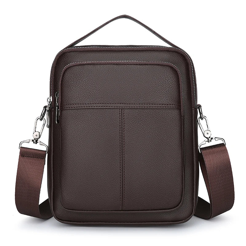 Business Custom Men PU Leather Chest Shoulder Crossbody Bag with Zipper Closure and Custom Logo