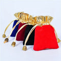 In Stock Wholesale Red Velvet Jewelry Packaging Bag Jewelry Pouch Drawstring Beads Packing Bag
