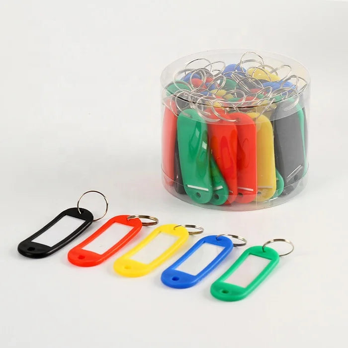 50pcs Pack Plastic Key Tags with Split Key Ring Label Window ID Name Tags
