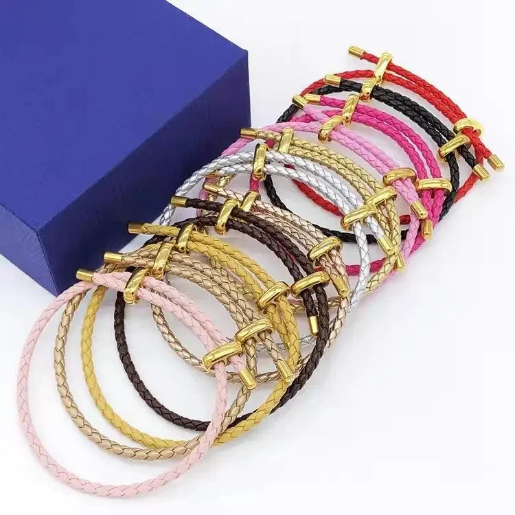 Popular Trendy Bohemian Style Wire Rope Buckle Friendship Bracelet Men Adjustable Waterproof DIY Leather Handmade Bracelet