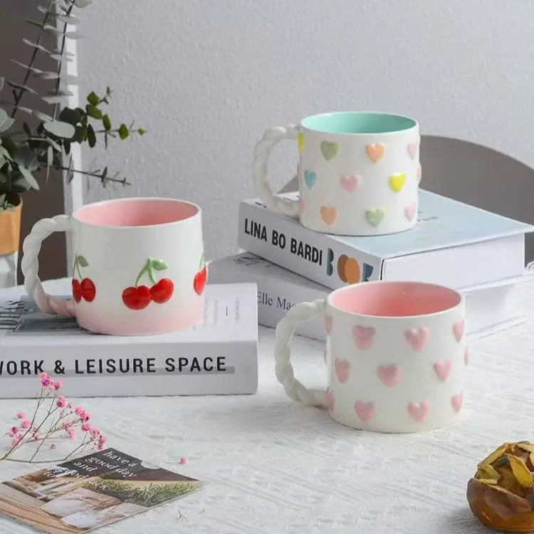 M Twist Ceramic Cup Korean Hand-painted Underglaze Color Mug Cute Niche Flower Tea Couple Coffee Cup Souvenir Drinkware