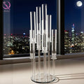 Crystal Candlestick Holder 10-Arm All Clear Wedding Candelabra Table Centerpieces Flower Stand for LED/burning Candles