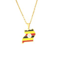 African Map Jewelry Stainless Steel 18K Gold Plating Uganda Map Flag Necklace