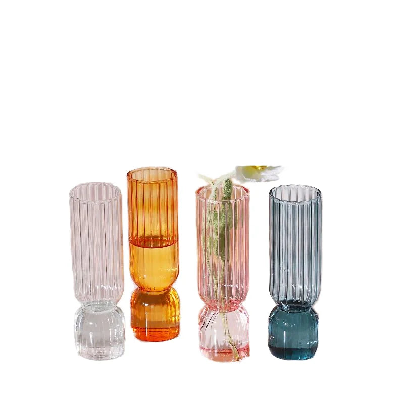 Nordic Creative High Quality Blown Glass Art Cylinder Flower Arrangements Eco-Friendly Tabletop Vase for Hydroponic Wedding